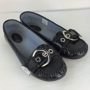 Black Patent Leather Flats with Buckle 4.5M